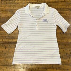 Striped Burberry Polo Shirt with Classic Knight Logo